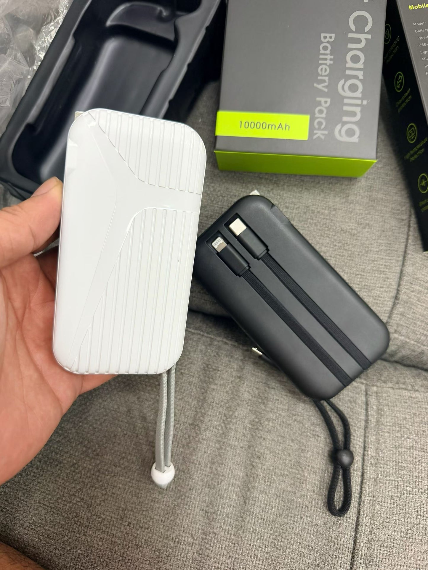 Mini Power Bank with Built-in Dual Cables - Wholesale