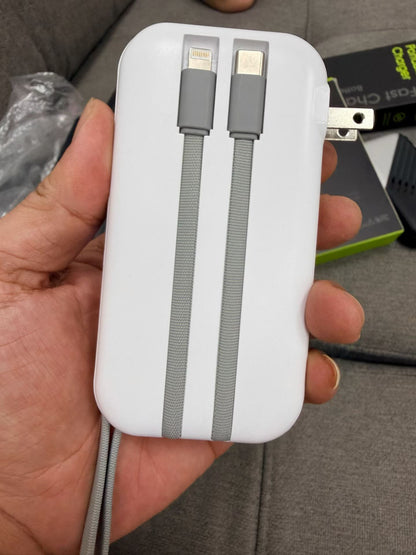 Mini Power Bank with Built-in Dual Cables - Wholesale
