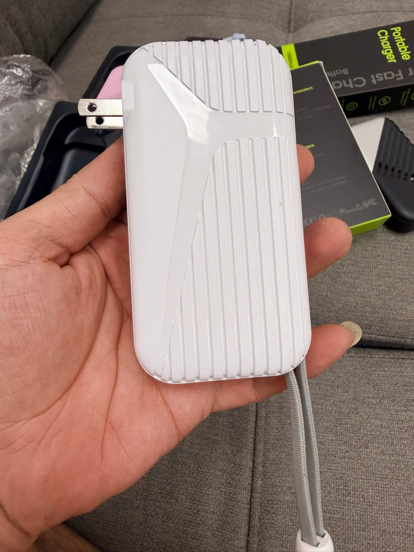 Mini Power Bank with Built-in Dual Cables - Wholesale
