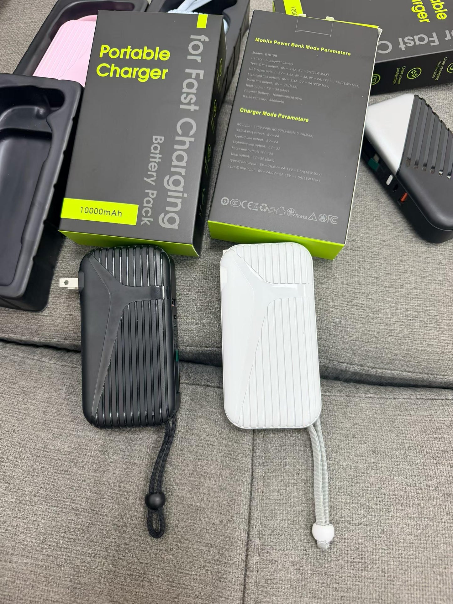 Mini Power Bank with Built-in Dual Cables - Wholesale