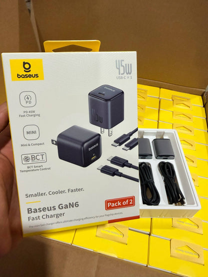 Baseus GaN6 45W Fast Charger 2-Pack - Wholesale